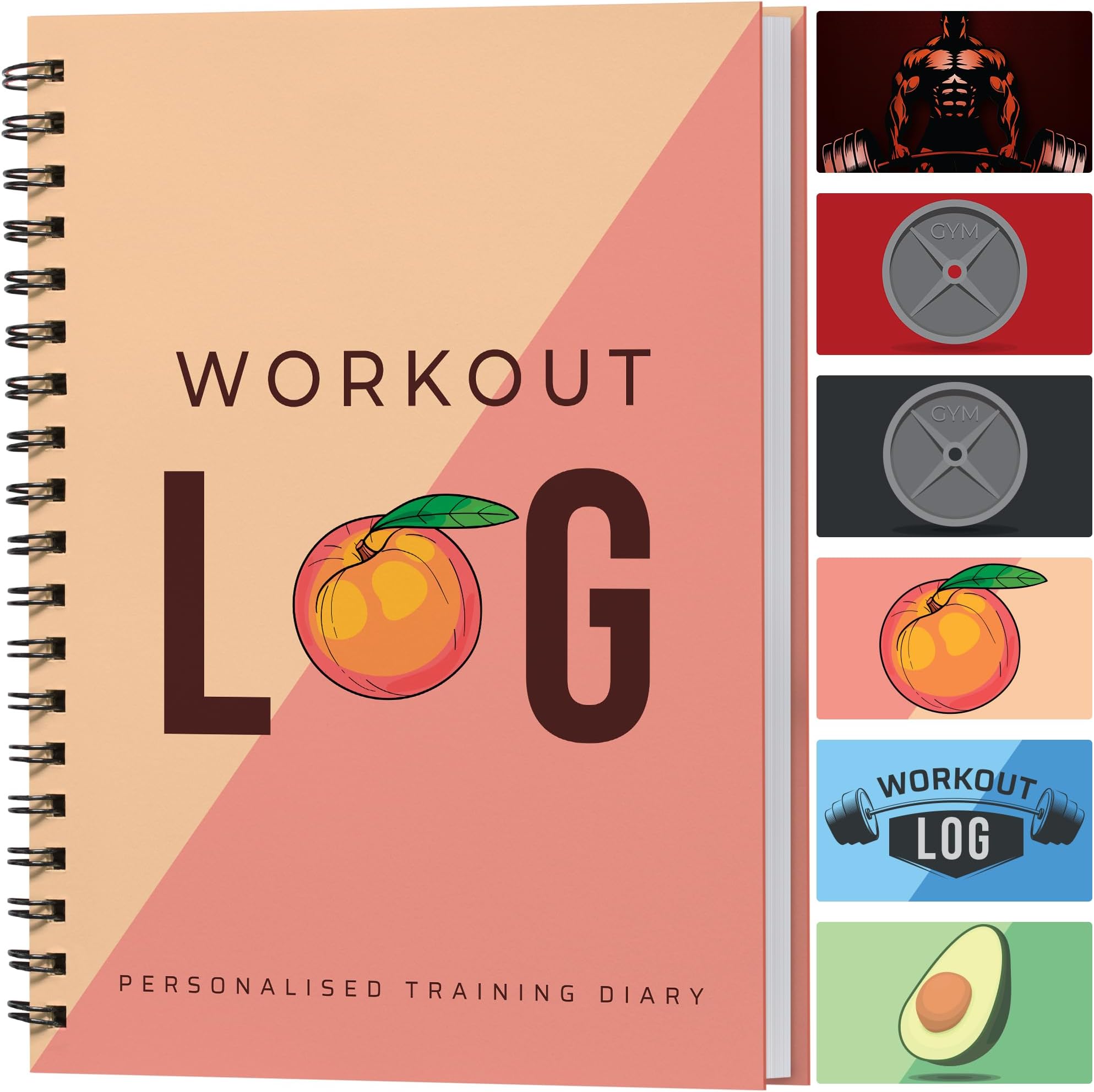 Workout Planner for Daily Fitness Tracking & Goals Setting - A5 Size, 6โ x 8โ, Peachy Pink - Improved Thicker Cover - Men & Women Personal Home & Gym Training Diary - Log Book - by Workout Log Gym