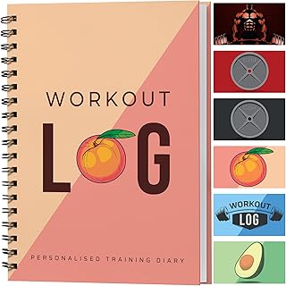 Workout Planner for Daily Fitness Tracking & Goals Setting - A5 Size, 6” x 8”, Peachy Pink - Improved Thicker Cover - Men & Women Personal Home & Gym Training Diary - Log Book - by Workout Log Gym