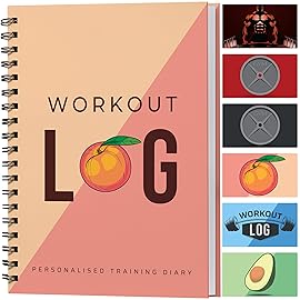 Workout Planner for Daily Fitness Tracking & Goals Setting - A5 Size, 6 x 8, Peachy Pink - Improved Thicker Cover - Men & Women Personal Home & Gym Training Diary - Log Book - by Workout Log Gym