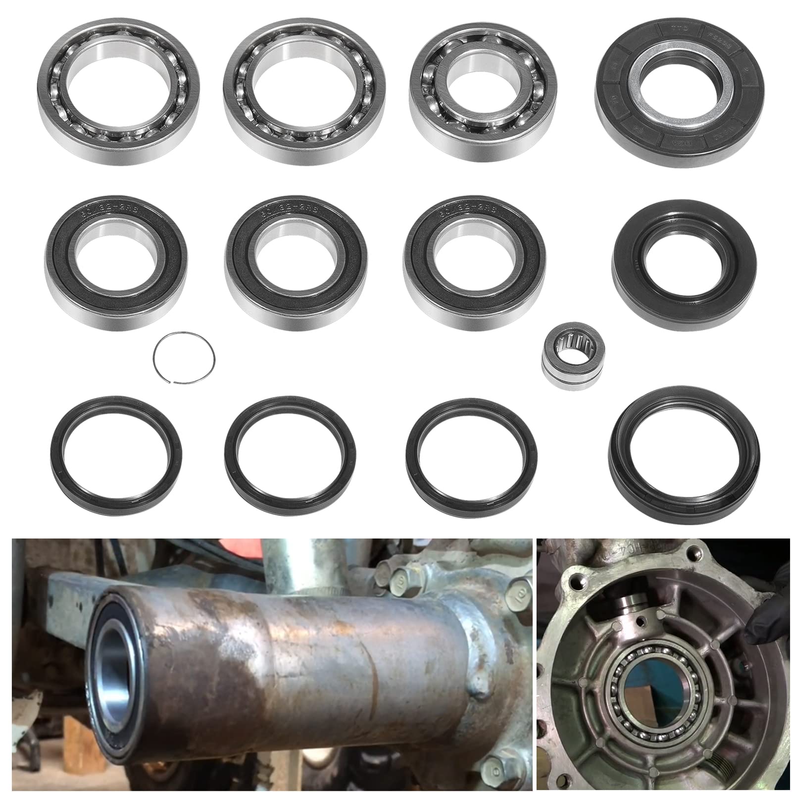 Rear Differential & Axle Bearing Seal Kit for 1997-2017 Honda TRX 250 Recon TE TM ES, 250 EX X Sportrax, Complete Kit for Wheel Rear ATV Differential