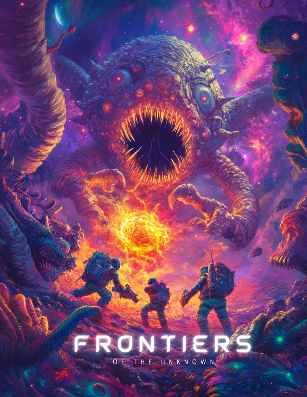 Frontiers of the Unknown Adult Fantasy Coloring Book Action, Sci-fi, Space Monster, Space Worm, Giant Squid, Demon Plant : Epic Manga Adventures: ... A Sci-Fi Action Coloring Adventure Book