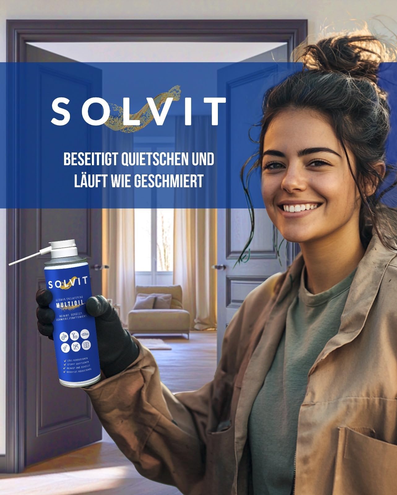 SOLVIT Multifunktionsöl 6x 300ml I Lösungsmittel & Schmiermittel I Leistungsstarkes Multifunktionsöl für effektive Reinigung & Schmierung | Idealer Schutz für alle Oberflächen | Langanhaltender Schutz