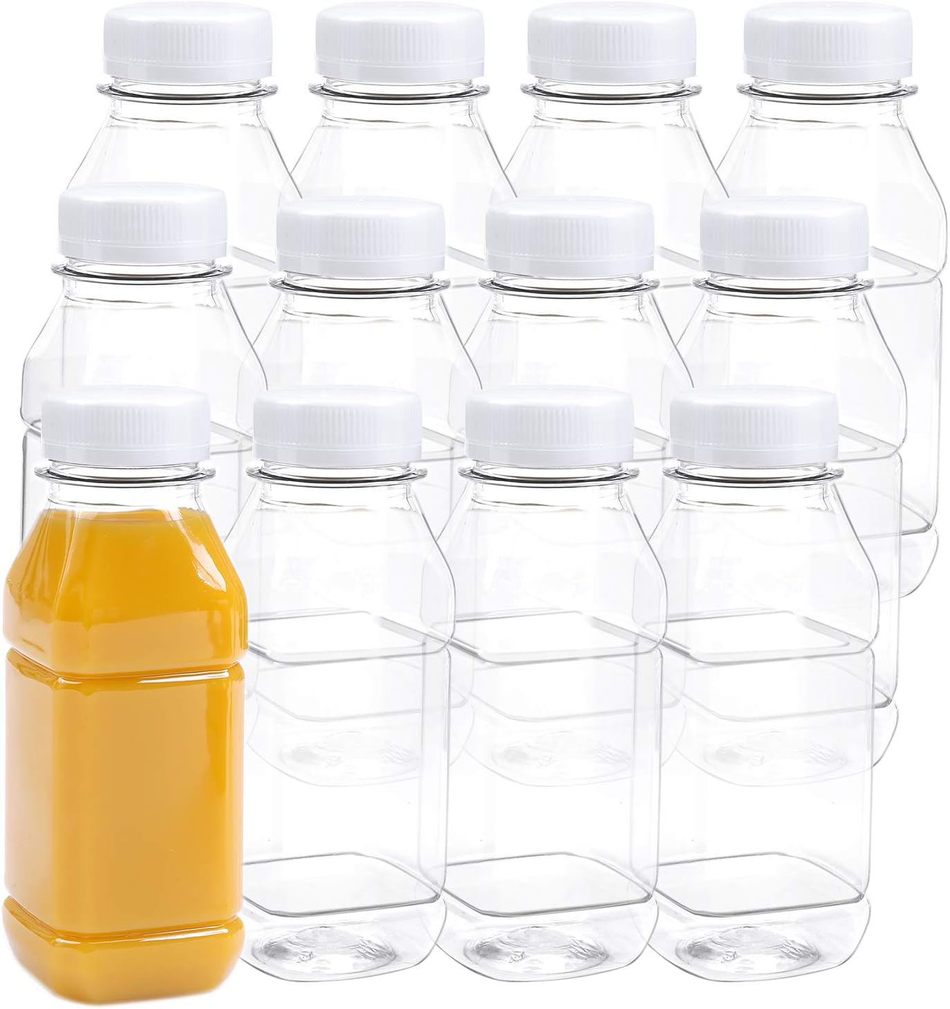 ANECO 12 Pack 8 Oz Empty Juice Bottles Reusable Square Drink Containers