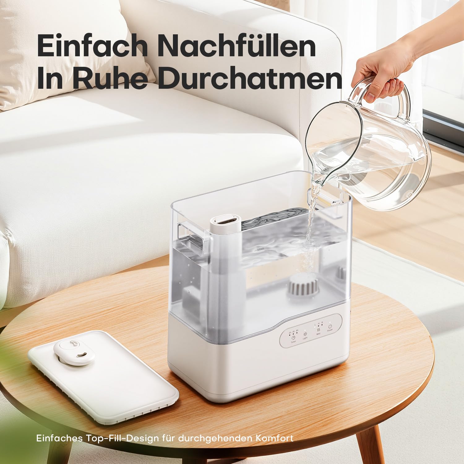 AROEVE Luftbefeuchter 5L Top-Fill Kaltnebel mit Aroma Diffuser, 7-Farben Nachtlicht, Timer, 36H/25dB Leiser Ultraschall