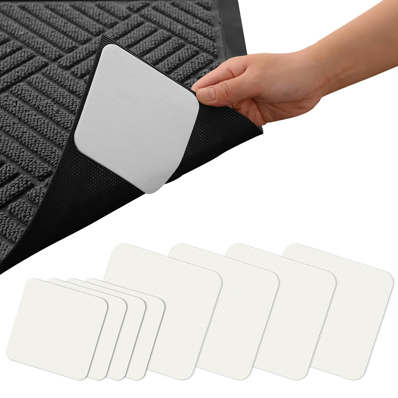 8 Tapis Antidérapants Pour Tapis – 4x 80x80 Mm Et 4x 100x100 Mm – Anti-glisse Pour Sol Carrelage, Parquet, Moquette