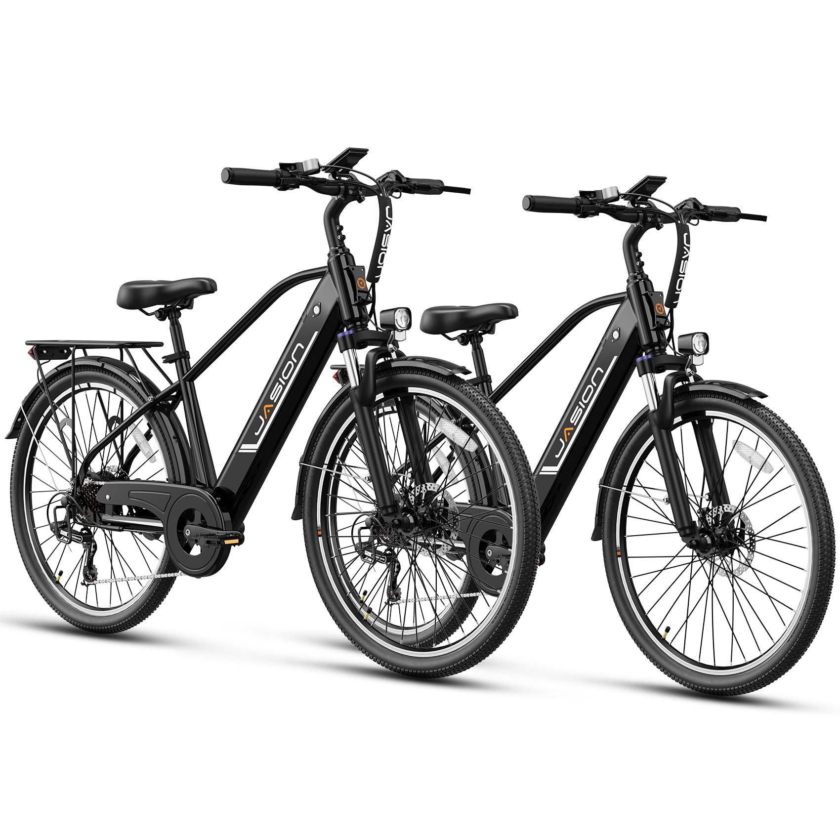 Jasion Roamer Electric Bike, 28MPH Max Speed & 60Miles Range, 1200W Peak Motor, 528WH Removable Battery Ebike, 26'' Commuter Adult E-bike, 7-Speed & Front Suspension Bicycle, Certified by UL2849,Black