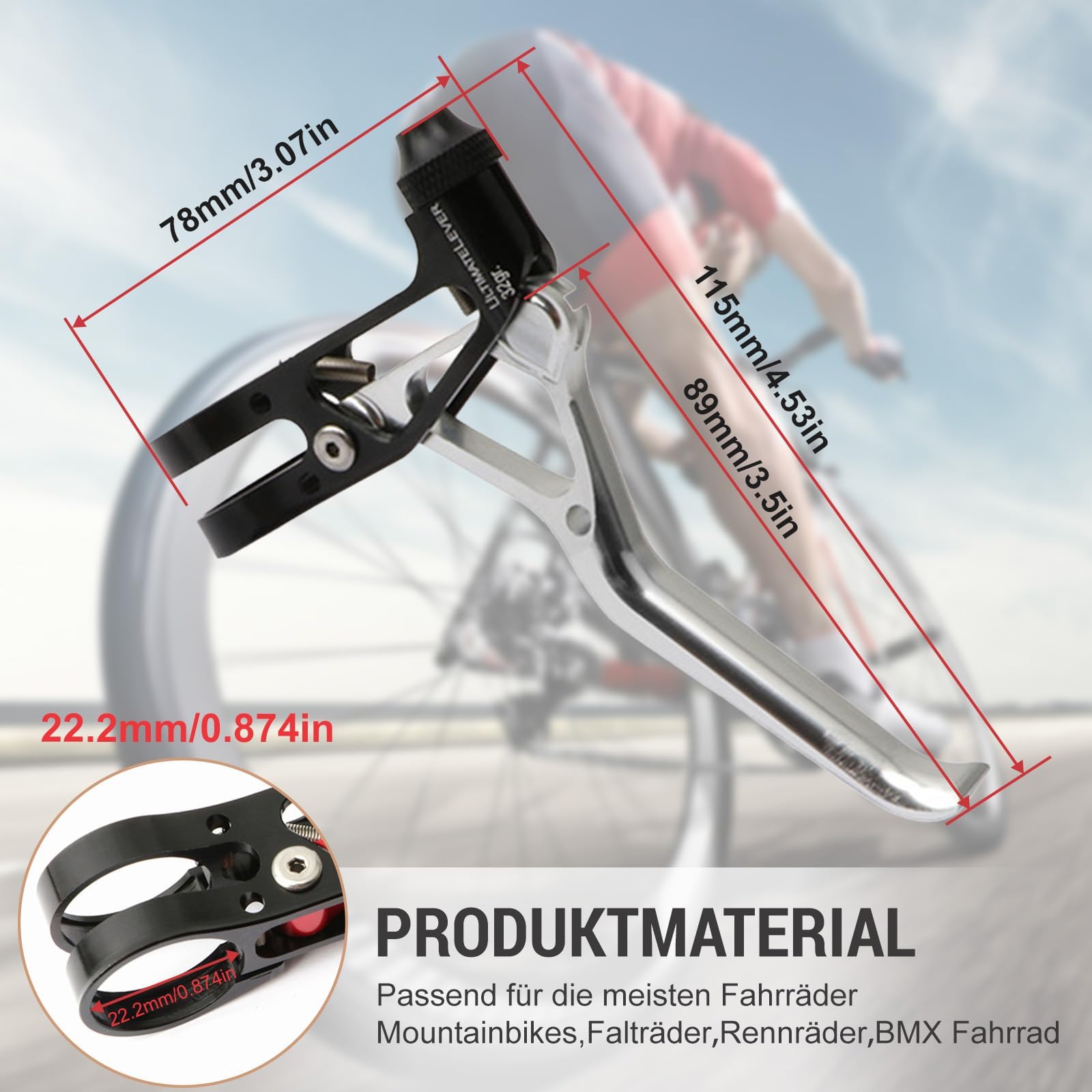 1 paio di leve del freno per bicicletta, ultraleggere, CNC, per BMX, bici da corsa, per MTB, mountain bike, bici da corsa, manubrio del freno (argento)
