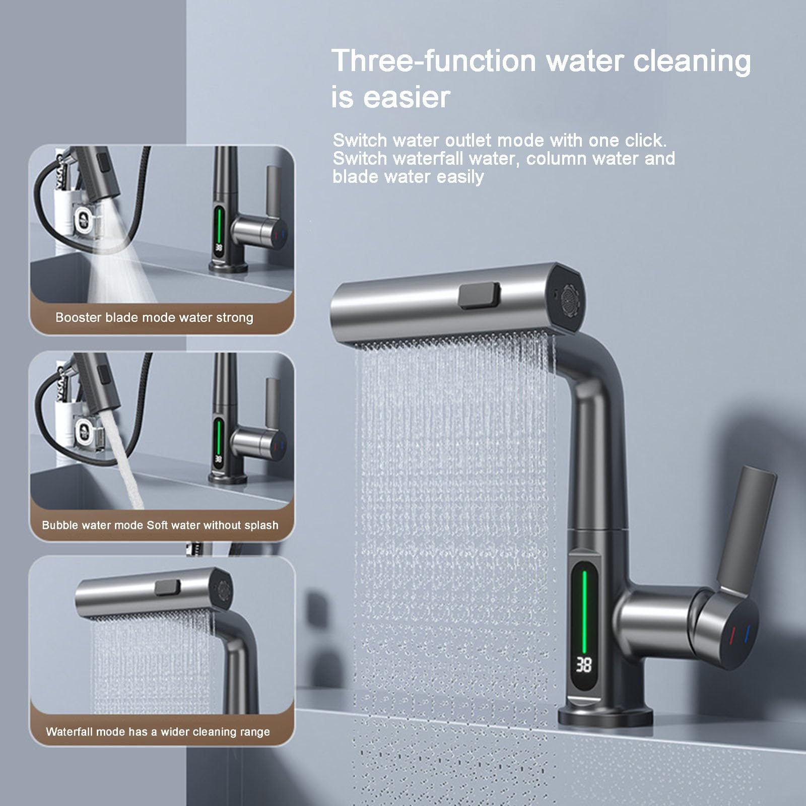 ZMH Grifo De Cocina Extensible Con Ducha Giratoria 360° En Acero Inoxidable 95853499