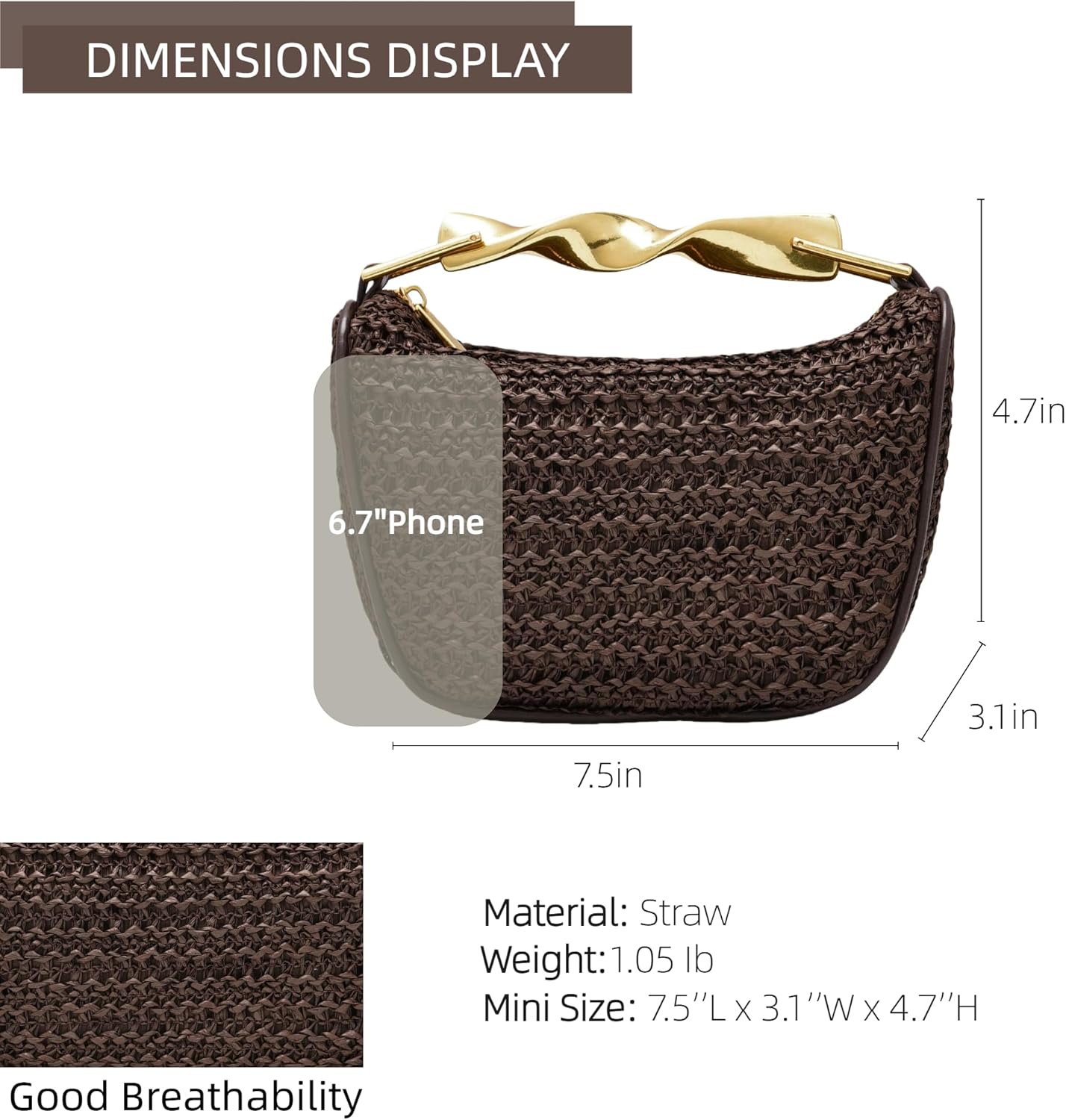 Mini Straw Clutch Purses for Women Designer Evening Handbag Woven Summer Crossbody purse Trendy Shoulder Bag - Image 4
