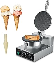 VEVOR Electric Ice Cream Cone Maker, Commercial 1230W Waffle Cone Machine, Non-Stick Stainless Steel Egg Roll Mold, with T...
