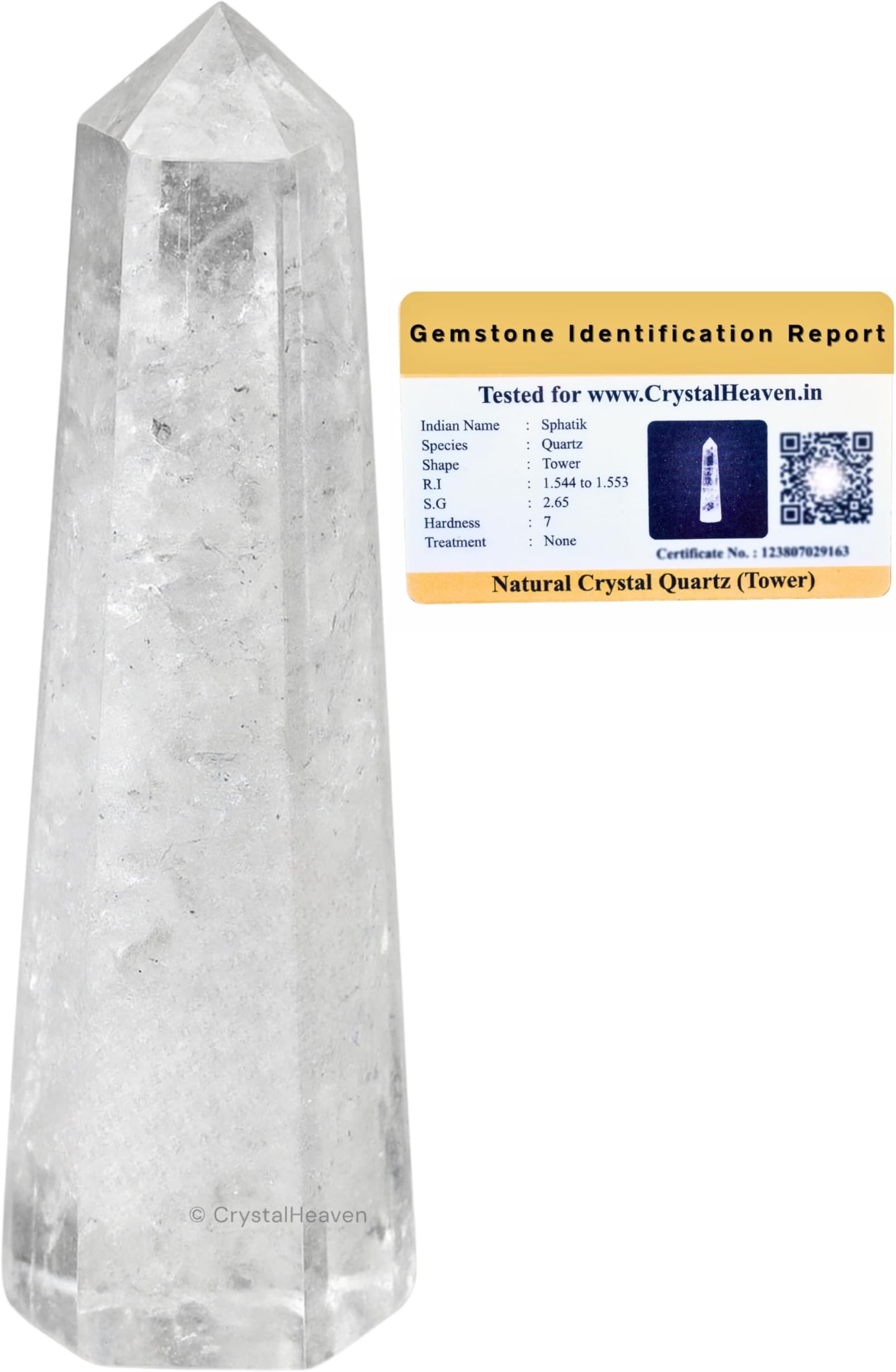 Crystal Heaven Certified Clear Quartz Crystal Tower Obelisk Point For Chakra, Healing And Balancing - AAA Grade Original Certified Gemstone Agate For Reiki Meditation Yoga Spiritual (2-3 Inches)
