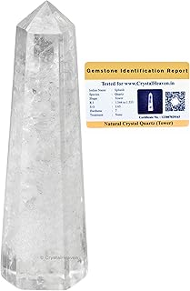 Crystal Heaven Certified Clear Quartz Crystal Tower Obelisk Point For Chakra, Healing And Balancing - AAA Grade Original C...