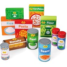 Bigjigs Toys Wooden Cupboard Groceries, Pretend Play Food for Kitchen Set