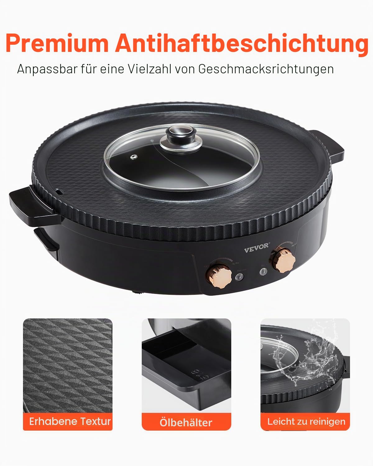 VEVOR YS-KS2212 Multifunktionale BBQ Hot Pot, Kunststoff