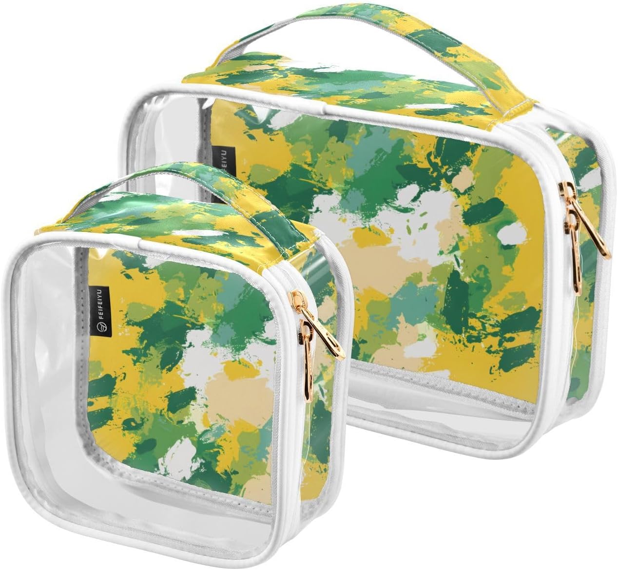 2 Pack Clear Makeup Bag, Green Yellow Tie Dye Car Pouches for Organization Waterproof Travel Toiletry Bags Cosmetic Case for Women 2 Pack Clear Makeup Bag, Green Yellow Tie Dye Car Pouches for Organization Waterproof Travel Toiletry Bags Cosmetic Case for Women