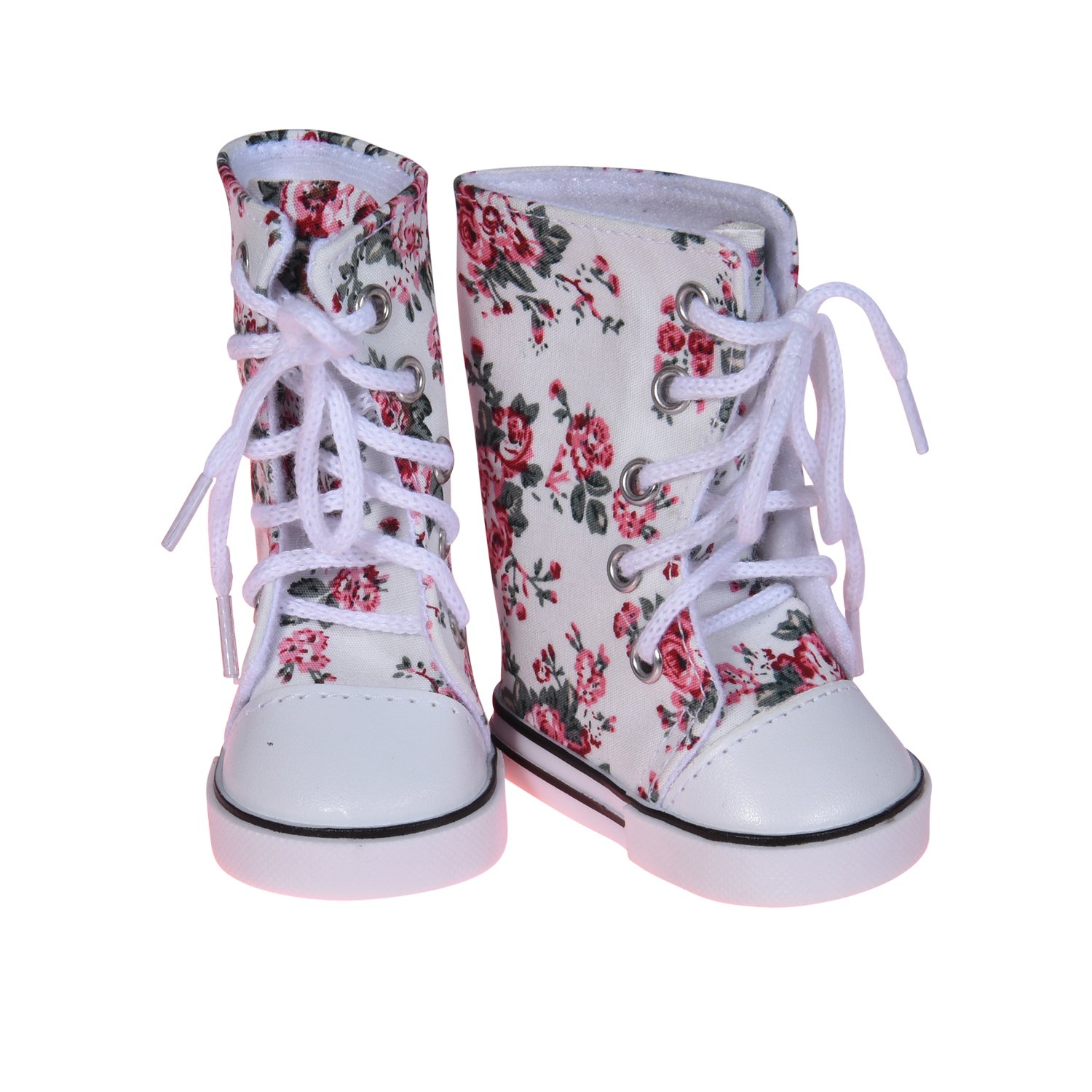 The New York Doll CollectionRed Printed High Tops Trainers Fits 18 inch/46 cm Dolls – Dolls Shoes Sneakers Accessories Set
