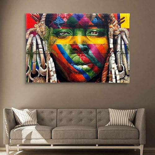 Miniatura 3 de Blaze Canvas Eduardo Kobra - Lienzo decorativo para pared con graffiti africano, decoración del hogar (36 x 24 pulgadas envuelto en galería)