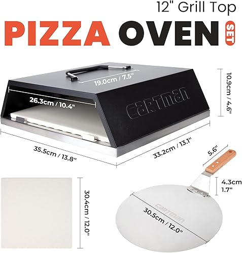Miniatura 2 de Cartman Horno de pizza de 12 pulgadas para parrilla, horno de pizza portátil al aire libre con cáscara de pizza y piedra, juego de 3 piezas para