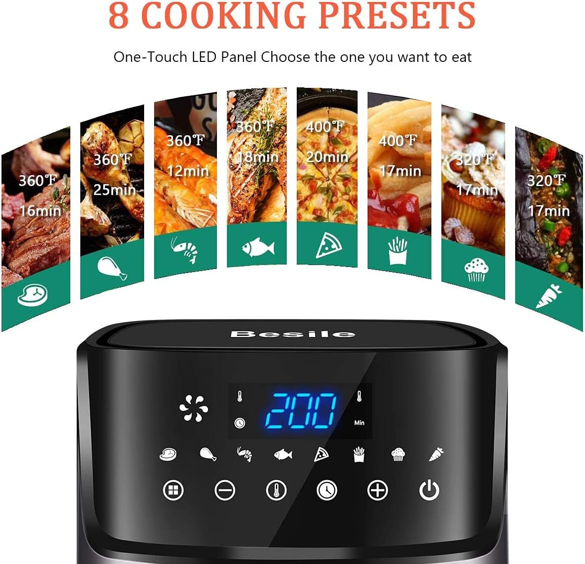 Bеѕt Dеаl 🛒 Besile Air Fryer 5.8 Quart Large Capacity 3-5 People Use,Oilless Cooking,Digital Touchscreen, Rotary knob,Large Non-Stick Fryer Basket, Easy to Clean,Black,100 Recipes Onе-Dау Sаlе: Uр tо 40% оƒƒ Besile Air Fryer 5.8 Quart Large Capacity 3-5 People Use,Oilless Cooking,Digital Touchscreen, Rotary knob,Large Non-Stick Fryer Basket, Easy to Clean,Black,100 Recipes