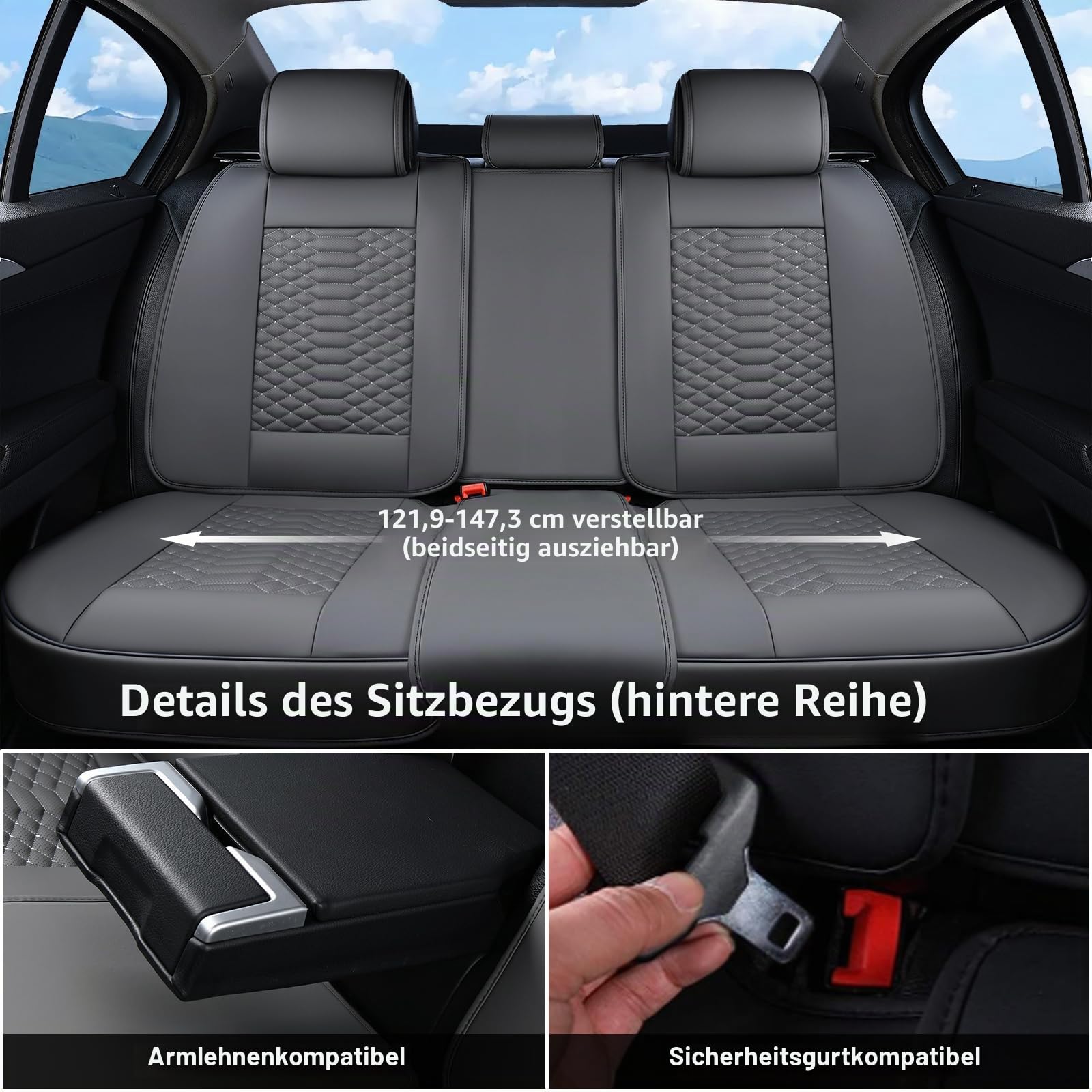 Coverado Sitzbezüge Auto Wasserdichtes Kunstleder Komplettset für 5-Sitze