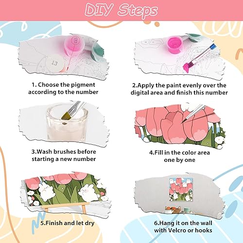 Miniatura 97 de EOBROMD Mrine Life - Paquete de 4 kits de pintura enmarcada por números para niños, kits de bricolaje para niños de 4 a 8 a 12 años, pintura sobre