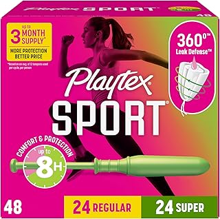 Playtex 運動衛生棉條，多重包裝 (24 支常規/24 支超強吸收力)，無香 - 48 支