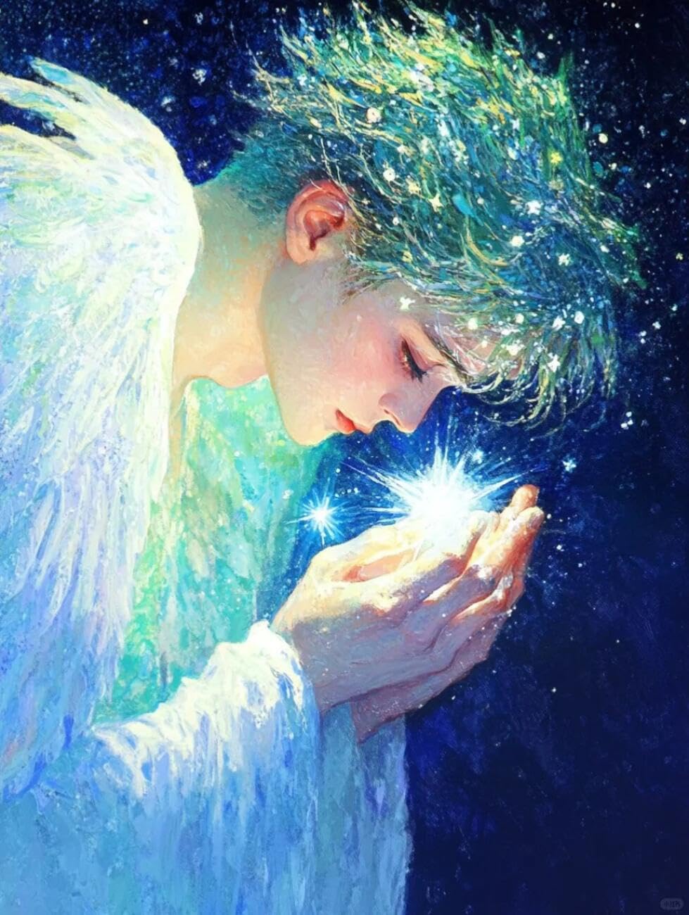 Henypt Cross Stitch Kit Fantasy Angel DIY Arts Aand Craft Kit for Beginners The Elderly with Accessories Handmade DIY/Gifts 14CT 40x50cm