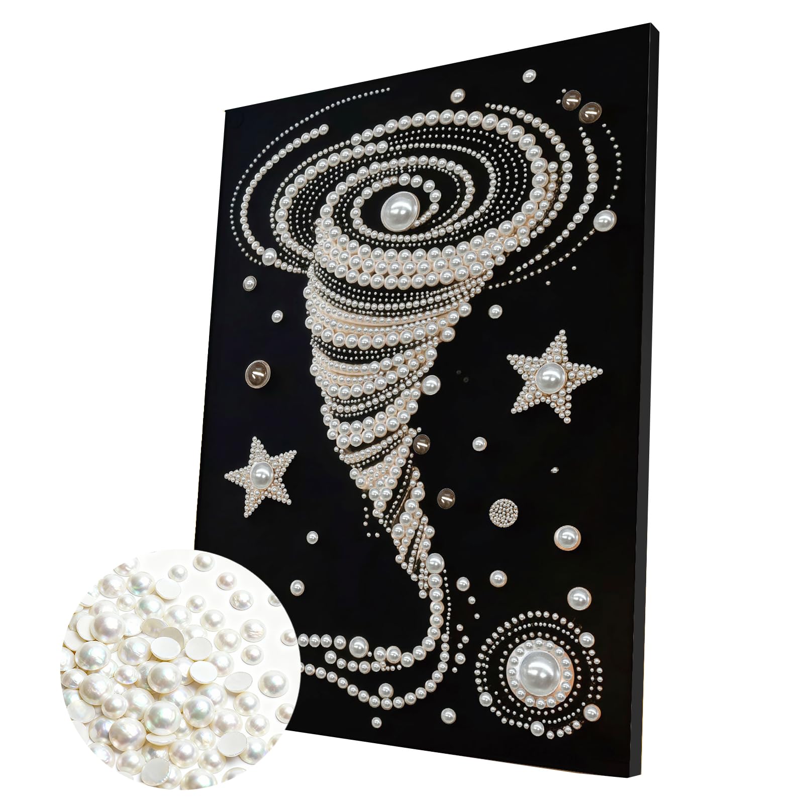 DIY Pearl Painting Kit with Wooden Frame, 3D Plastic Pearl Gemstone Ocean Art Craft for Adults Beginners, Diamond Art Kits for Adults, Home Wall Decor Ready Gift for Women(Swirl)(30 * 40cm)