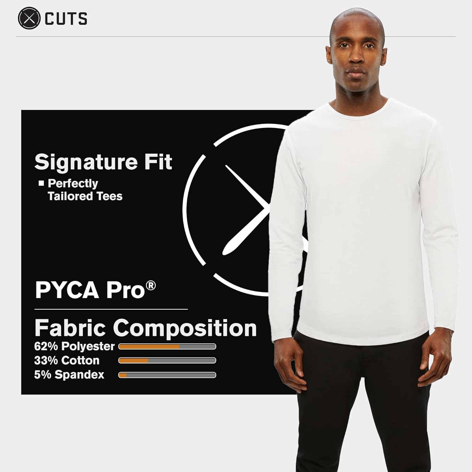 Cuts Clothing Men's Premium AO Casual Crew Neck Long Sleeve Shirt | Classic Curve Hem | PYCA Pro Soft Fabric - Image 6