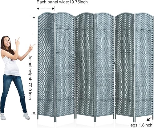 Miniatura 23 de Divisores de habitación de 6 pies de alto - 20 pulgadas de ancho pantalla de privacidad independiente con fibra tejida de diamante, divisor de pared