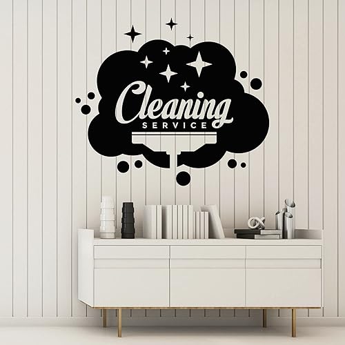 Servicio de limpieza Vinilo Pegatinas de limpieza Logotipo de la empresa Lavado en seco Mural (k094) Negro