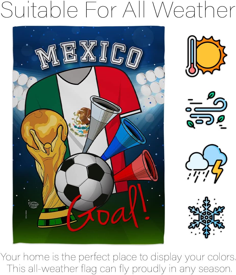 World Cup Mexico Mexican Banner Room Wall Art Patio Porch Lawn Garden Flag Outdoor Decorations Tapestry Yard Signs FIFA Gifts Sports Fan Trophy Soccer Game Football, Made in USA