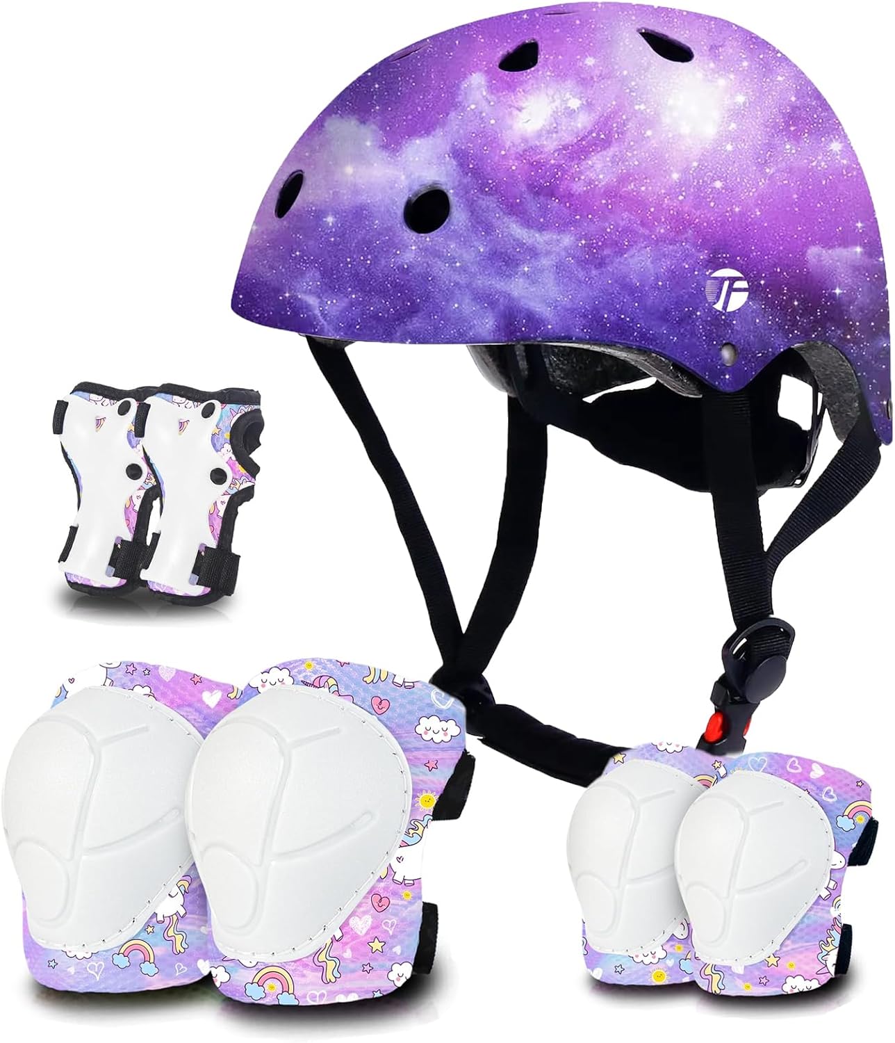 Gradient Color Kids Protective Gear Set Knee Pads for Kids 2-14 Years & Kids/Toddler Bike Helmet for Boys Girls