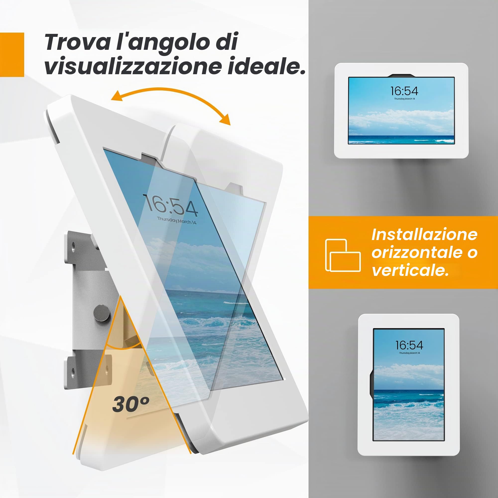 Supporto a parete per tablet per Samsung Galaxy Tab A8 10,5", supporto commerciale antifurto per tablet con serratura e chiave, adatto a palestre, biblioteche, laboratori e sale espositive