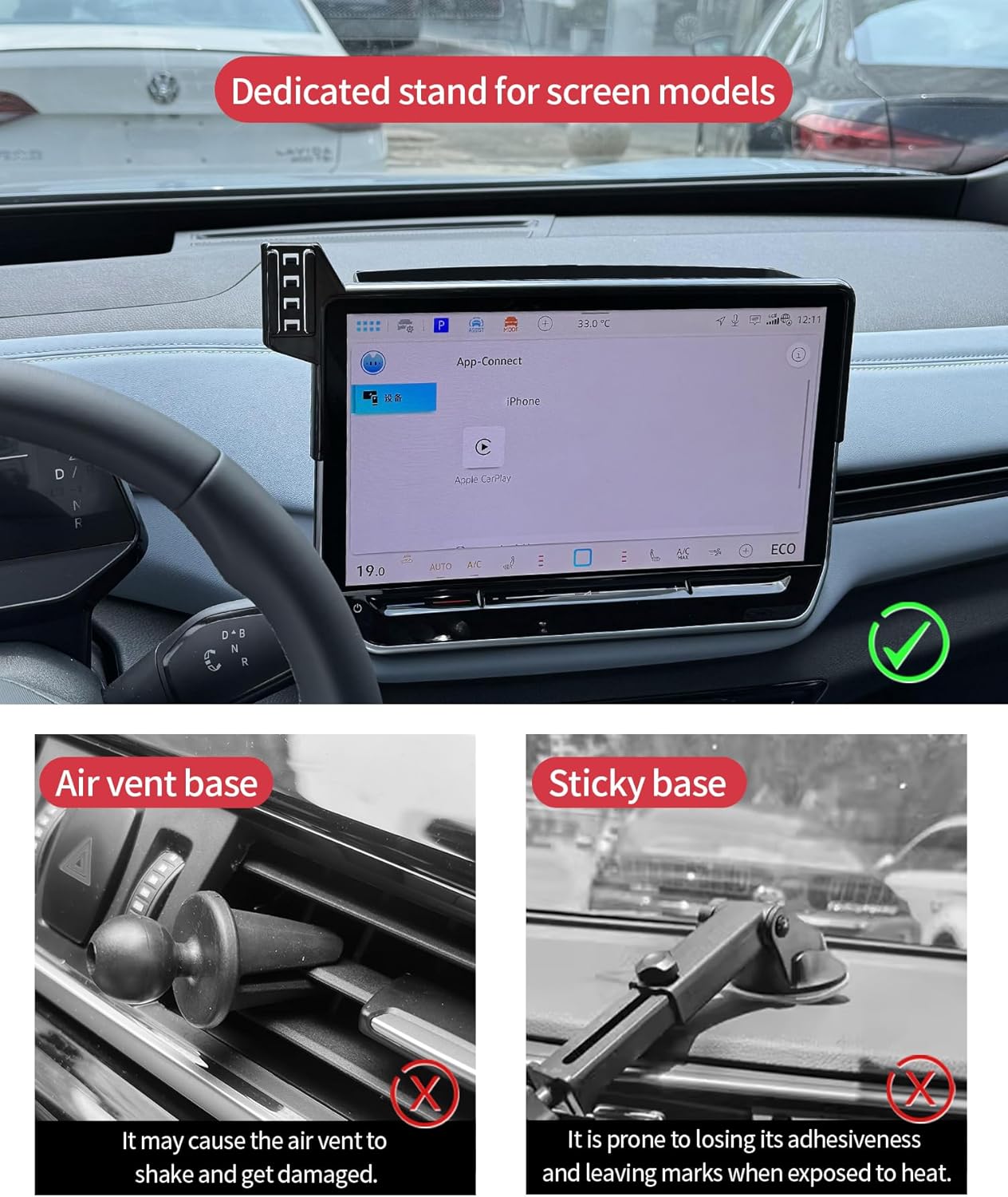 Car Phone Holder for 2024-2026 Volkswagen ID.4/VW 2025-2026 ID.Buzz,360° Rotation,12.9-inch Screen Fixed Clip, Auto Accessories Navigation Bracket, Interior Decoration Mobile Phone Mount