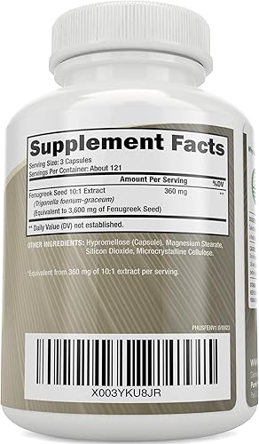 Miniatura 7 de Purely Holistic Cápsulas de fenogreco de 3600 mg - 365 cápsulas veganas - Suplemento de lactancia - de semillas de fenogreco - Extracto concentrado