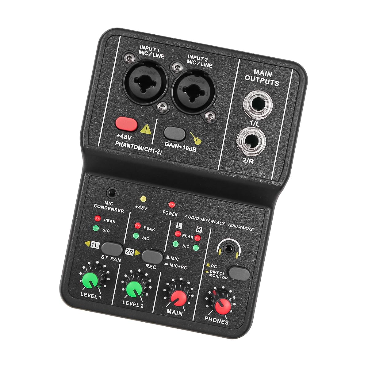 Mixer Senza unità Scheda Audio USB 48V Mixer Portatile Mini 2 canali