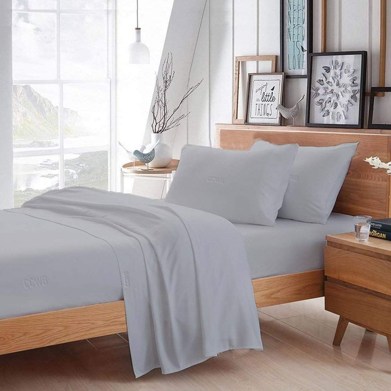 TREND BEDDING MART Full Sleeper Sofa Bed Sheet Set (54 x 72 + 4 Deep) - Silver Solid 100% Egyptian Cotton 800 Thread Count Fit Up to 4" inches Deep Mattress.