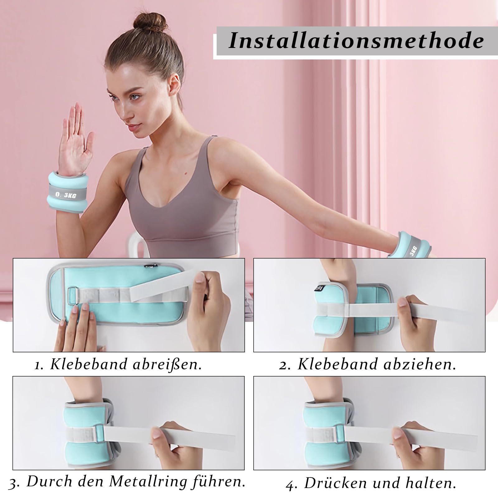 Gewichtsmanschetten, 2er Set Wrist Weights, Ankle Weights, Verstellbares Fußgelenkgewichte Set, Handgelenk Gewichte, Gewichte für Beine und Arme, für Pilates, Bewegung, Yoga Tanzen