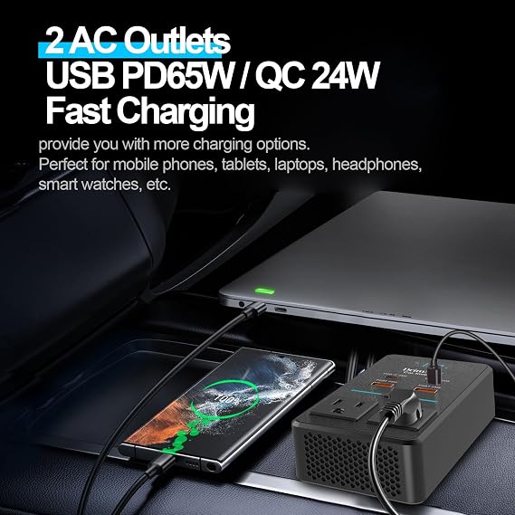 300W Car Power Inverter 12V to 110V Car Outlet Adapter