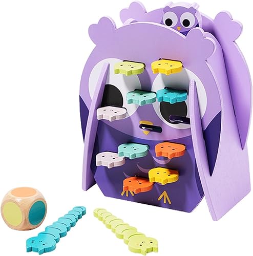KIEZ Juguete apilable sensorial de rescate de búho, juego de mesa de madera Montessori, divertido juego de mesa de estrategia interactivo para