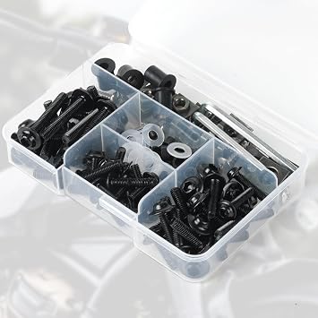177Pcs Motorcycle Fairing Bolt Kit 304 Stainless Steel M5 M6 Fasters Windscreen Screw Set Universal Fit for Kawasaki Suzuki GSXR Honda Ducati Yamaha BMW, Black