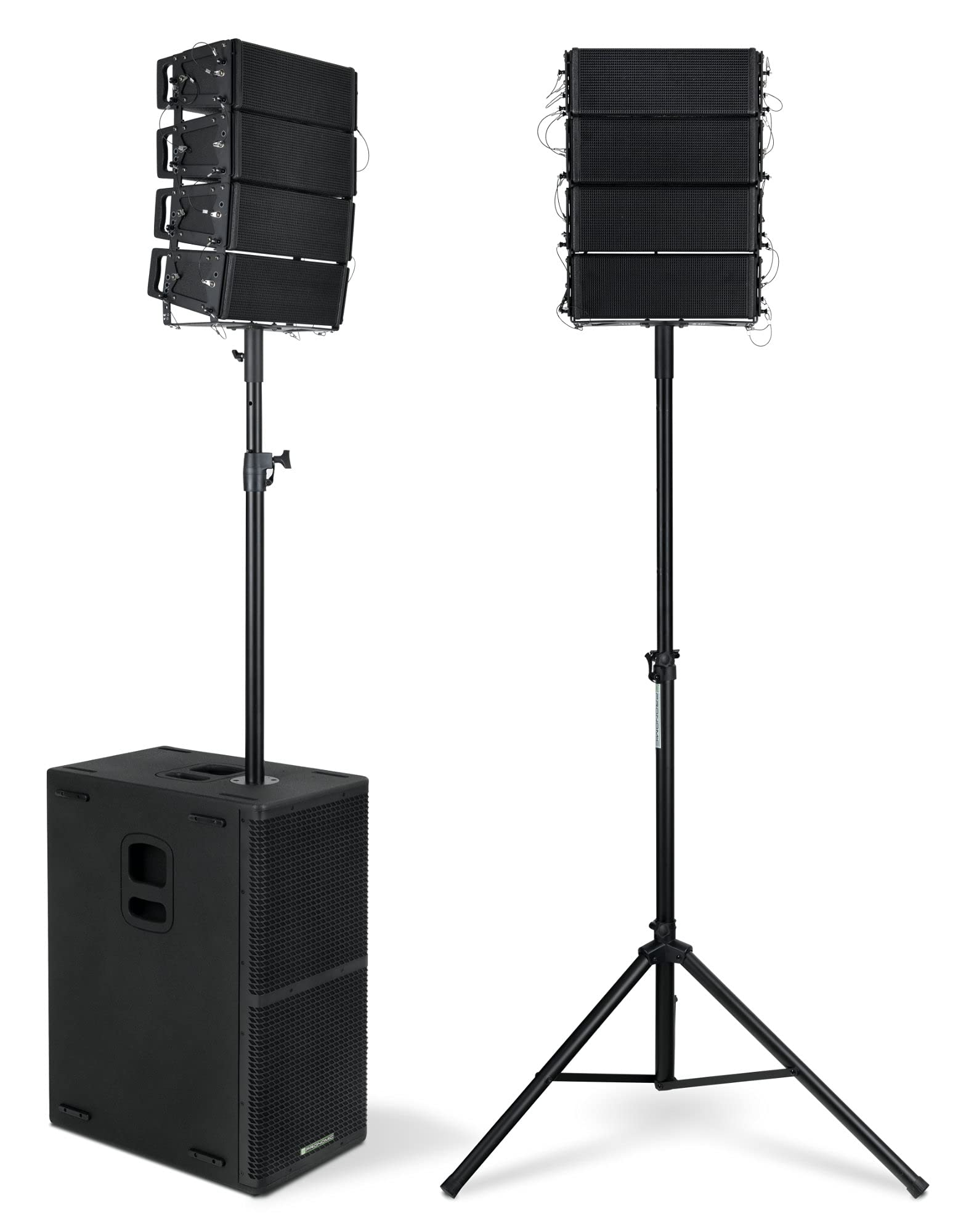 Pronomic V-Array Large Set, Subwoofer 212, Equipamiento: 2X woofer de 12" | DSP: procesador DSP de muestreo 96 kHz, 48 bits, Receptor Bluetooth® 4.2, Presets DSP: FLAT, LIVE1, LIVE2, Dimensiones: 38