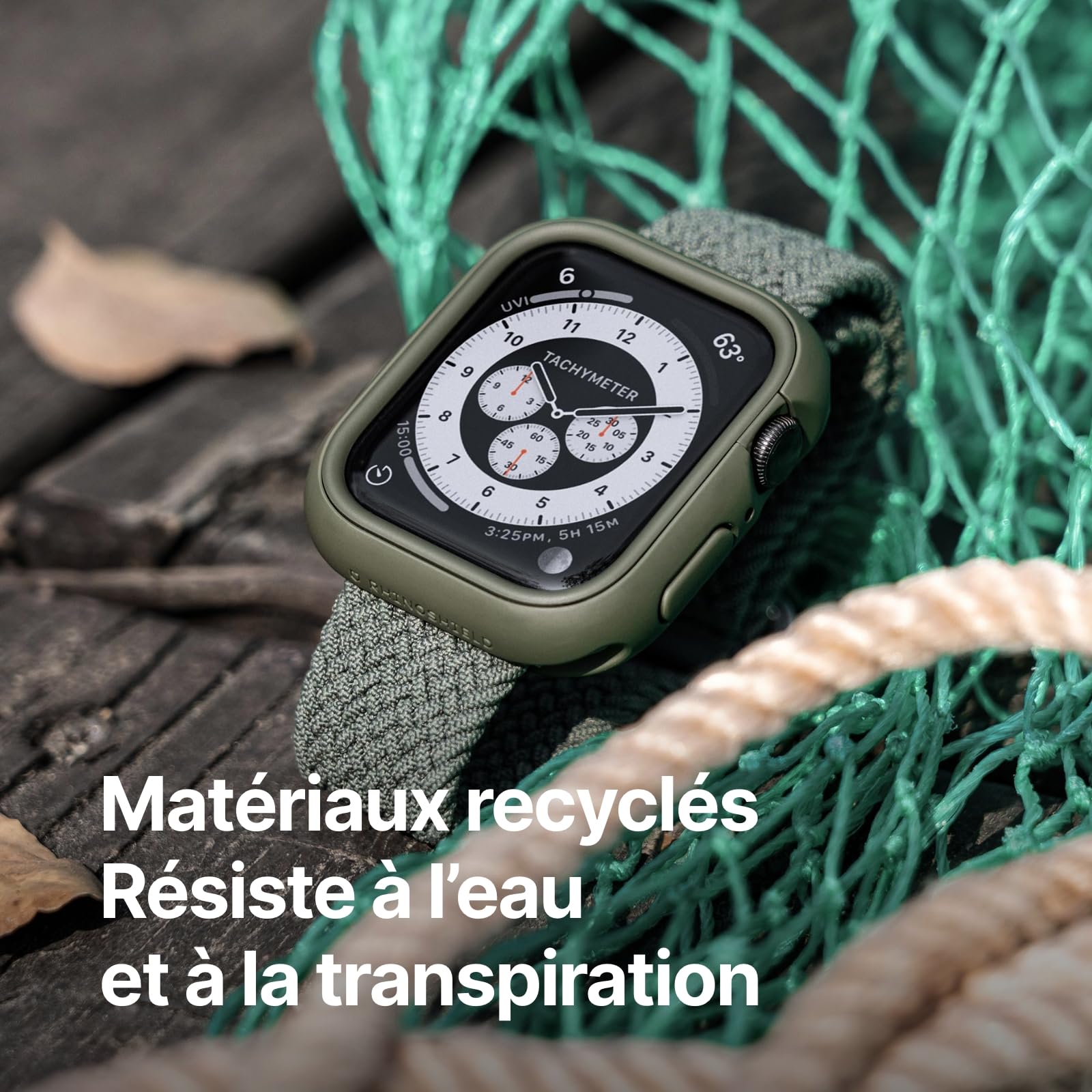 RhinoShield Bracelet Tressé pour Apple Watch Series 11/10 (42mm) + Series 9/8 / 7 (41mm) + Series 6/5 / 4 / SE 3 / SE 2 / SE (40mm) + Series 3/2 / 1 (38mm) | Doux et Extensible