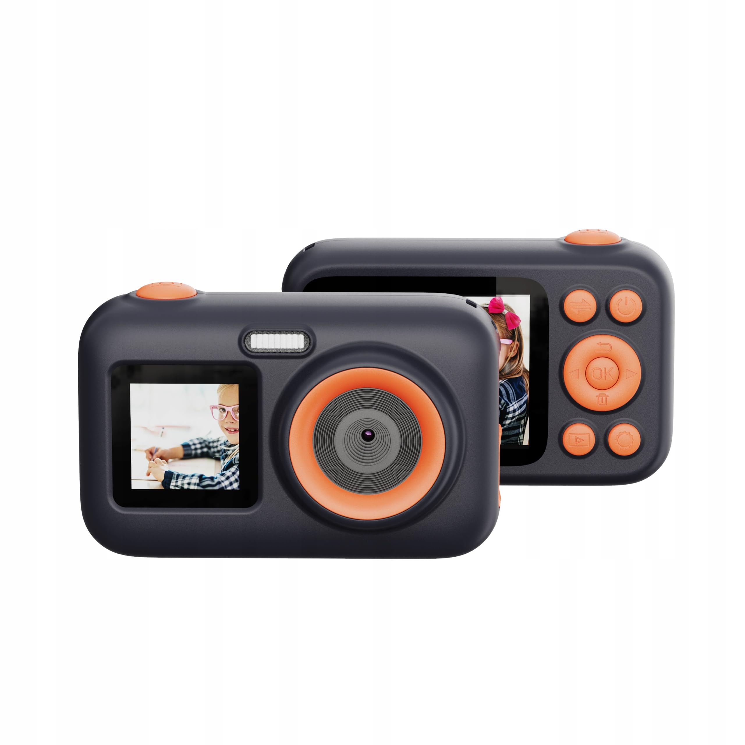 SJCAM FunCam+ Dual Screen H.264 Çocuklar için Fotoğraf Makinesi FullHD 1080p 44MP 2.4” + 1.3" Çift Ekran 650mAh Siyah