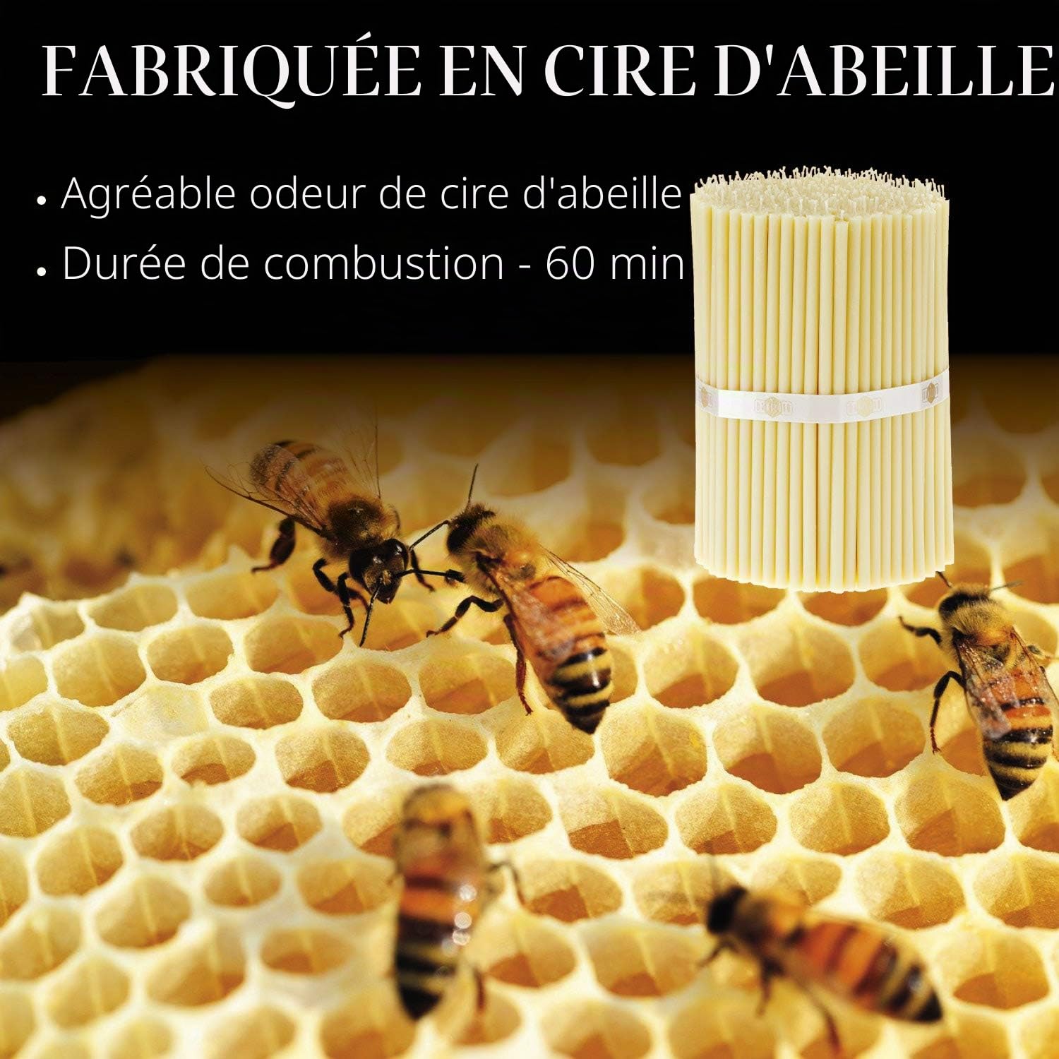 Danilovo Lot de 200 bougies blanches en cire d'abeille – Bougies orthopédiques pour prière, rituels, décoration de table de mariage – Non toxique – Produit durable, N80, hauteur : 18,5 cm, Ø 6,1 mm