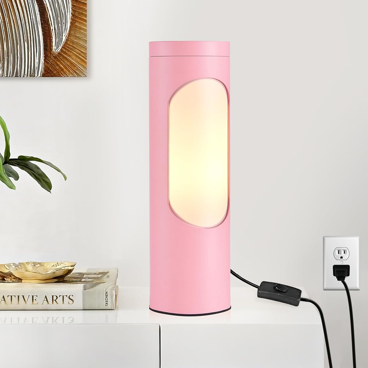 LEDIARY Pink Shabbos Lamp, 10.5'' Table Lamp & Nightlight, Aluminum, T10 Bulb