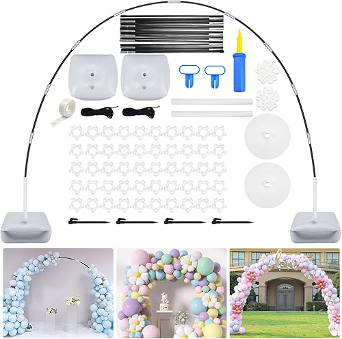 Kit de arco de globos, soporte de arco de globos ajustable con base, decoración de fondo fácil de montar para bodas, cumpleaños, decoraciones de