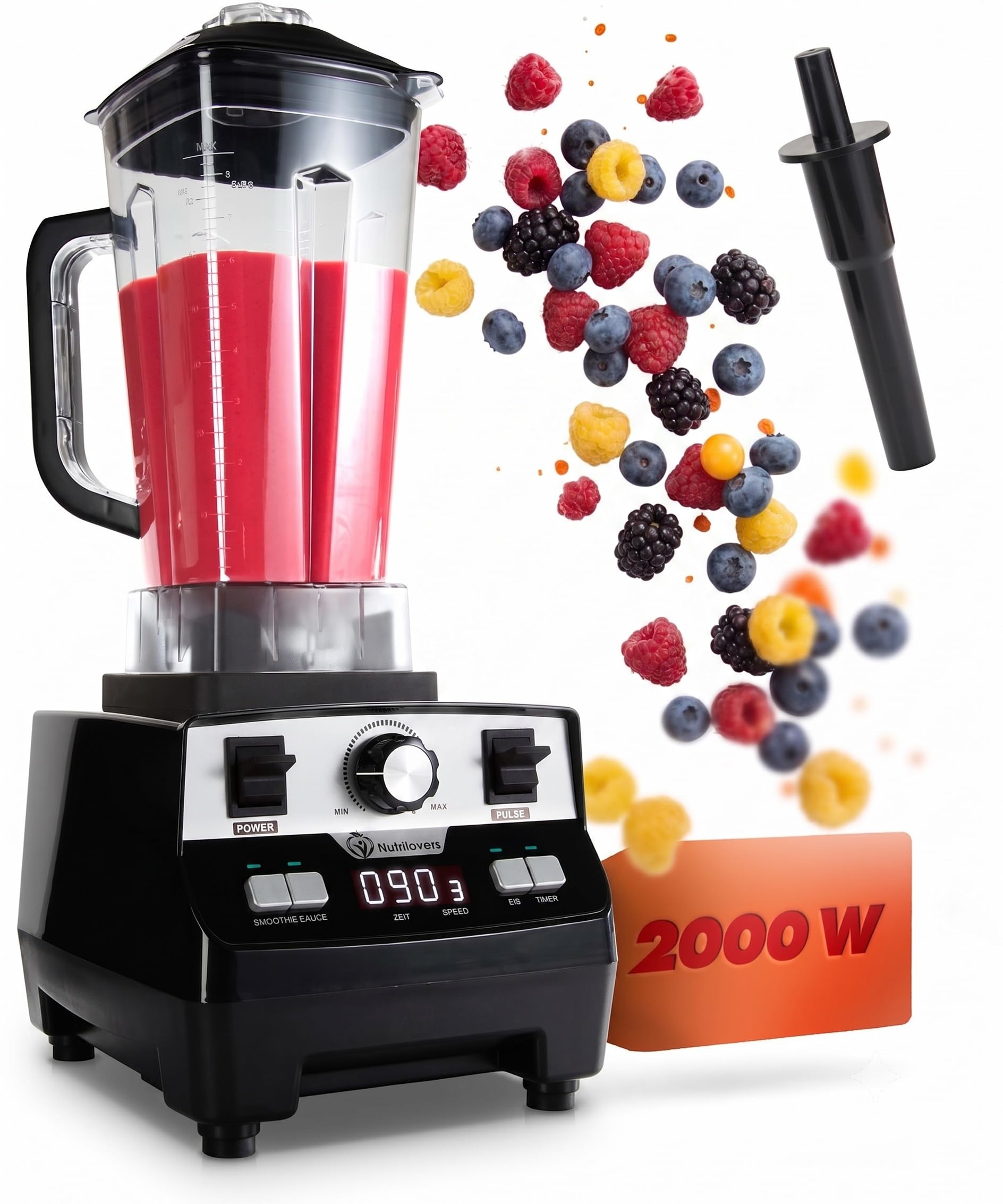 NUTRI-BLENDER MAX Frullatore ad alte prestazioni 2000W - 2L Tritan, senza BPA, 9 vel, timer digitale