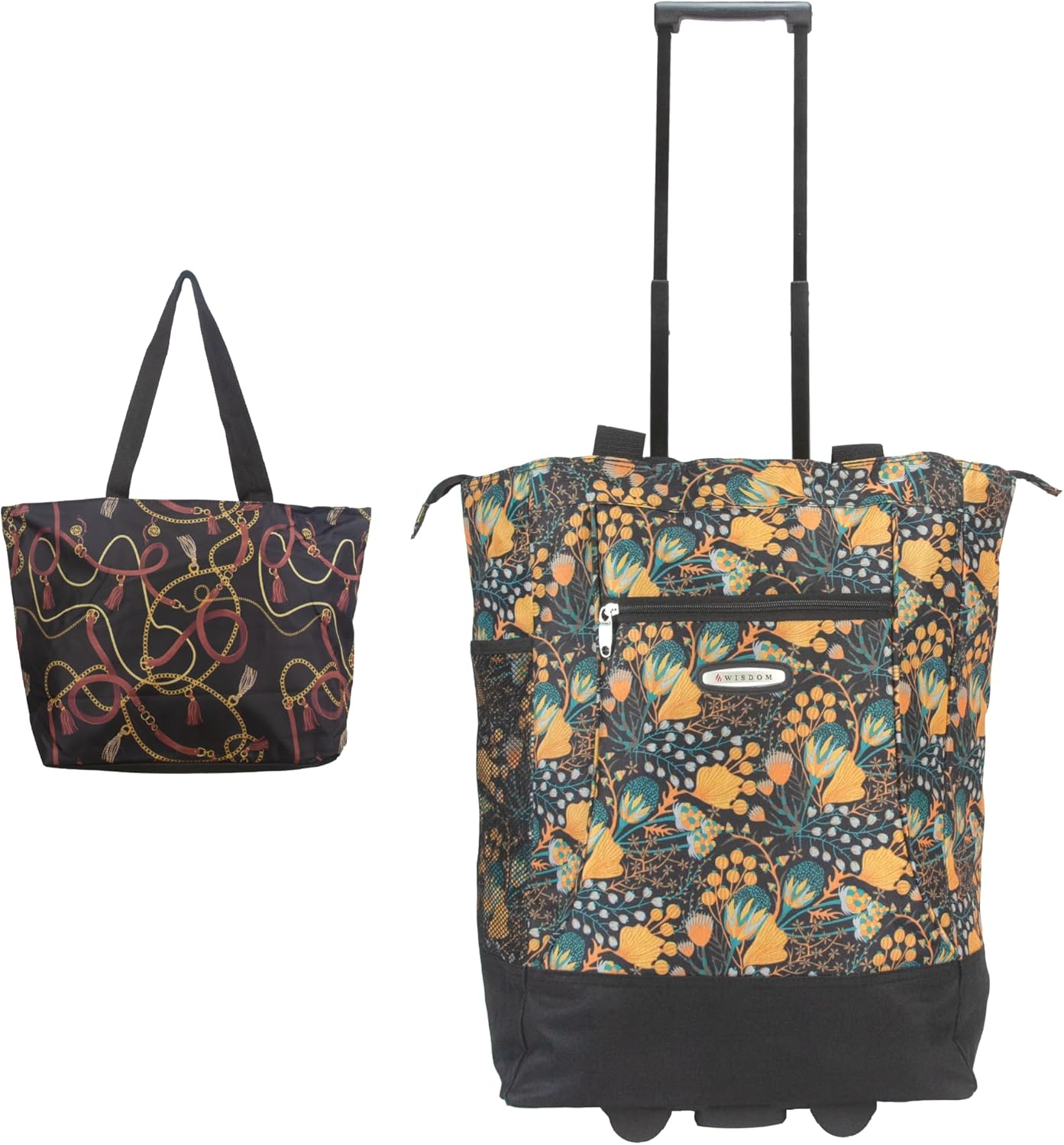2-in-1,Portable and Push-Rolling Tote Bag/Rolling Tote with Wheels and Handle/Shopping Tote Bag for wowen